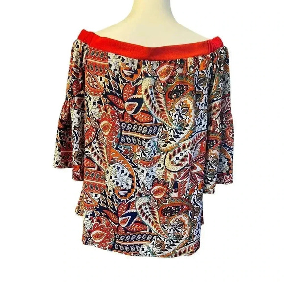Gibson latimer blouse wide neck loose bold colors size small - Picture 4 of 5